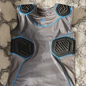 Gray Sports Vest with Black Padding and Blue Trim